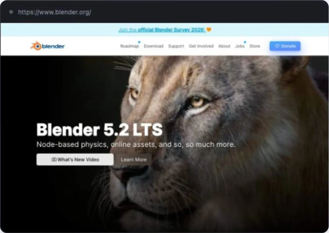 An actual browser screen captured while Pip researches Blender